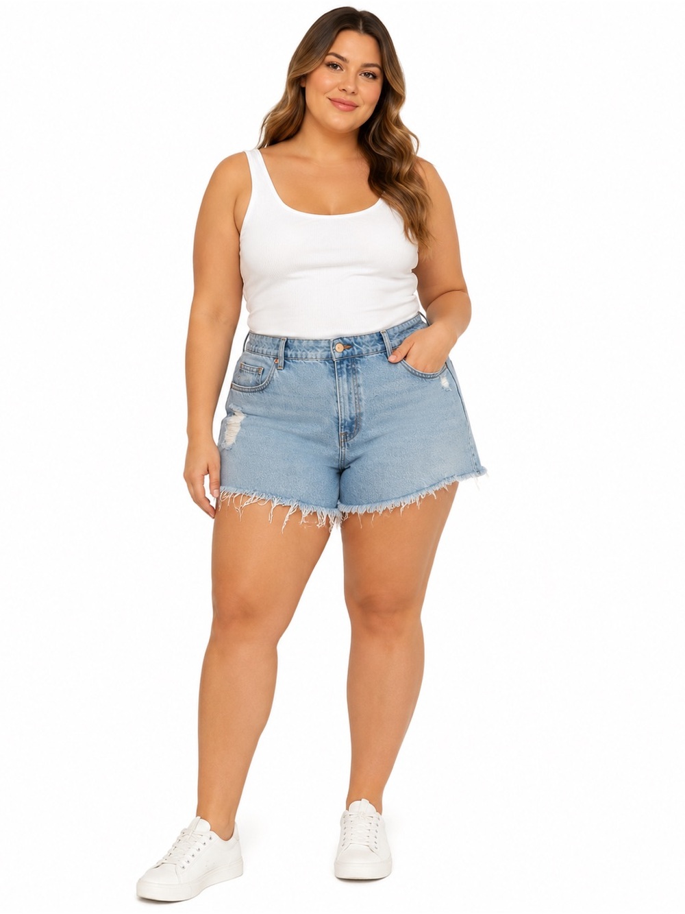 H&M Light Blue Distressed Denim Cutoff Shorts